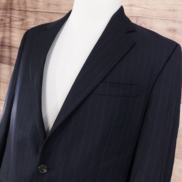 VINTAGE LAUREN RALPH LAUREN WOOLMARK PINSTRIPE SPORT COAT BLAZER SUIT JACKET 40L - Picture 2 of 10